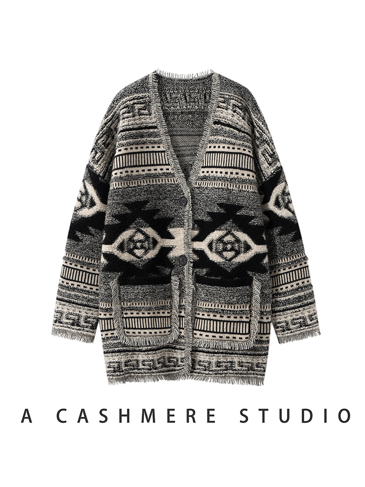 Embroidery Towel - Cárdigan bohemio para mujer, suéter 100%