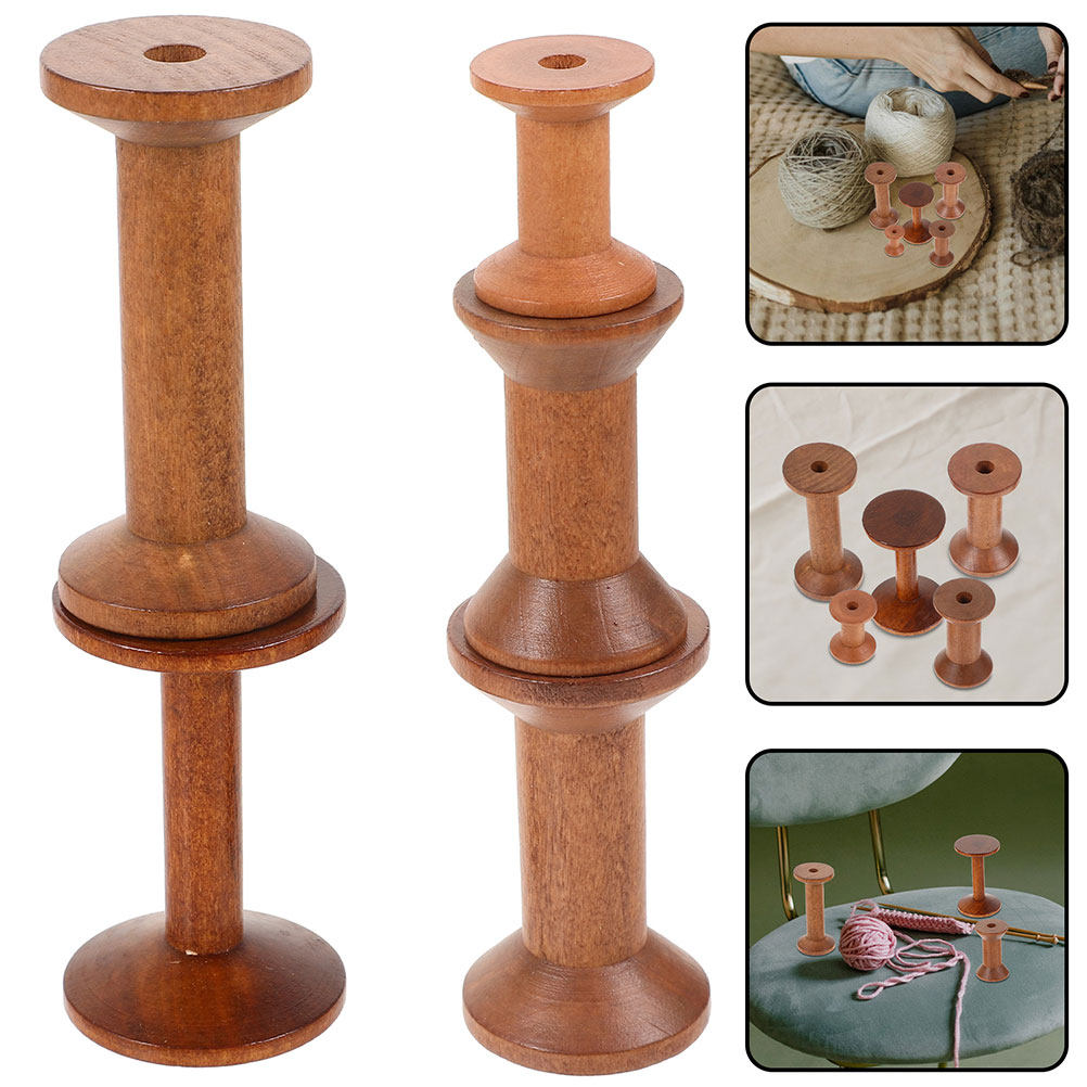Embroidery Thread Yarn - 7 Bobinas de Madera Vintage para