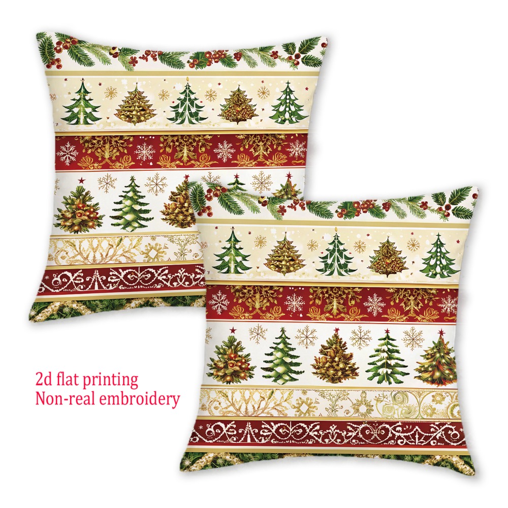 2 uds, fundas de cojín planas  - Embroidery Xmas Tree reseña y precio
