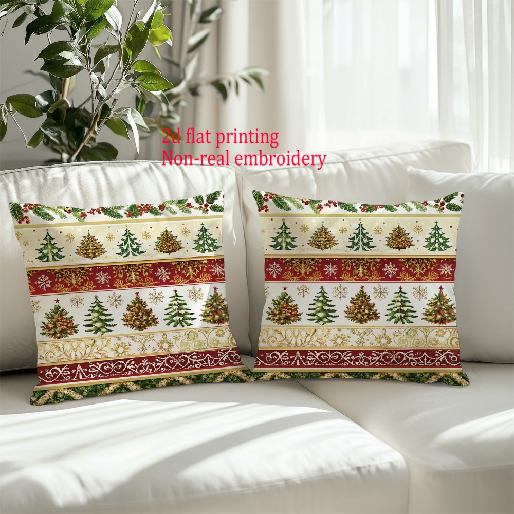 2 uds, fundas de cojín planas  - Embroidery Xmas Tree reseña y precio