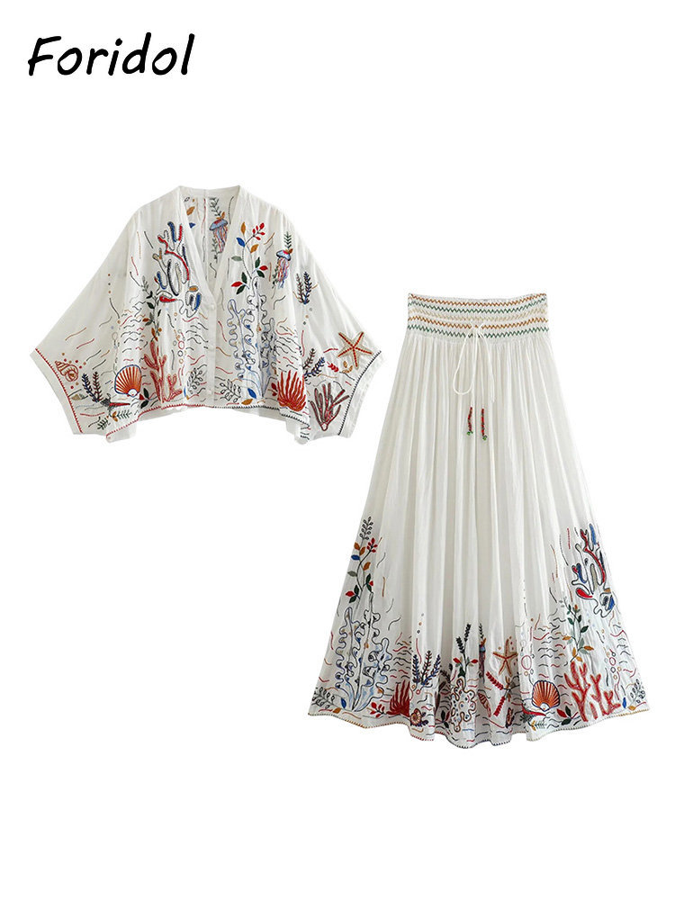 Foridol-Conjunto de Falda larg - Embroidery Uniform reseña y precio