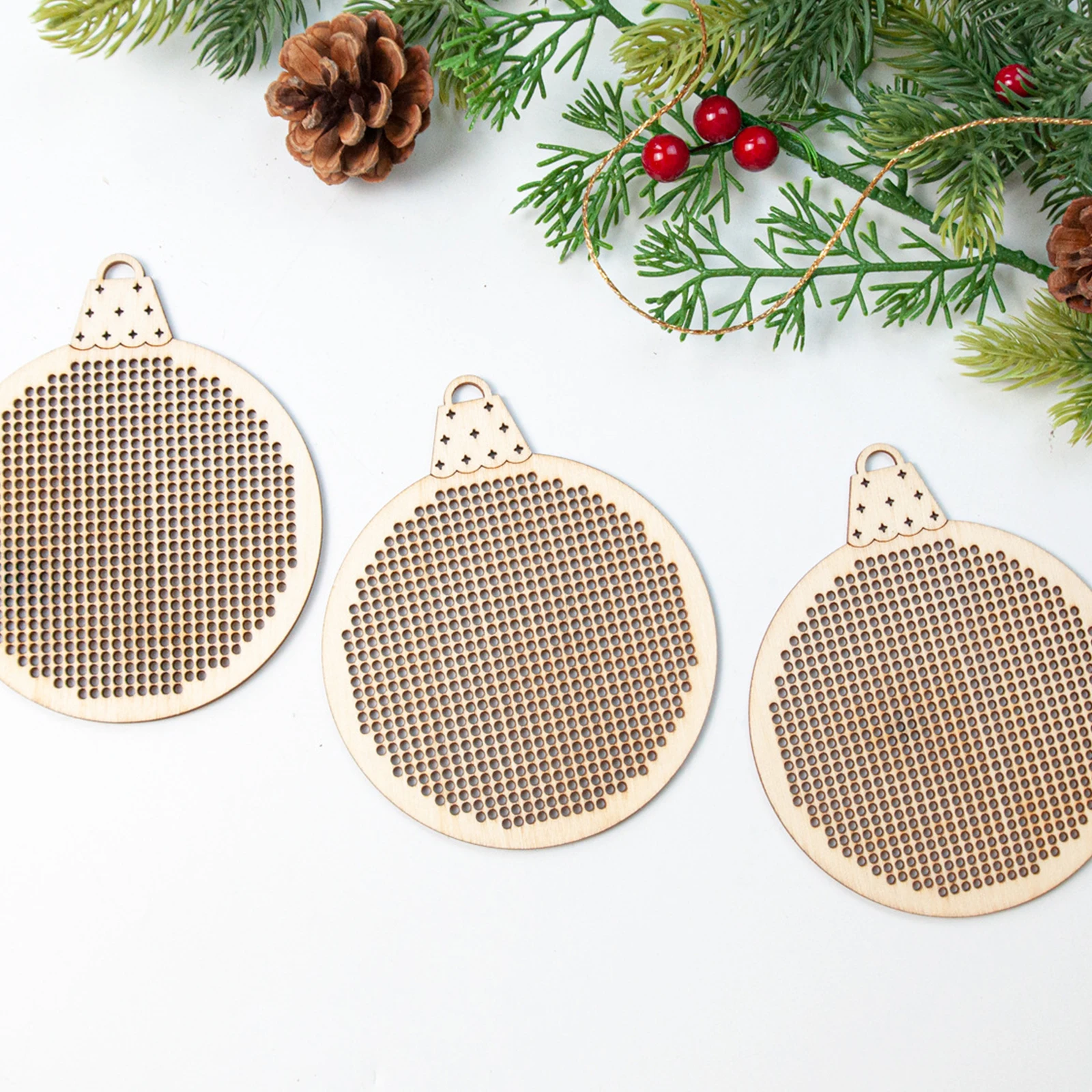 12 Piezas de Adornos de Madera - Embroidery Xmas Tree reseña y precio