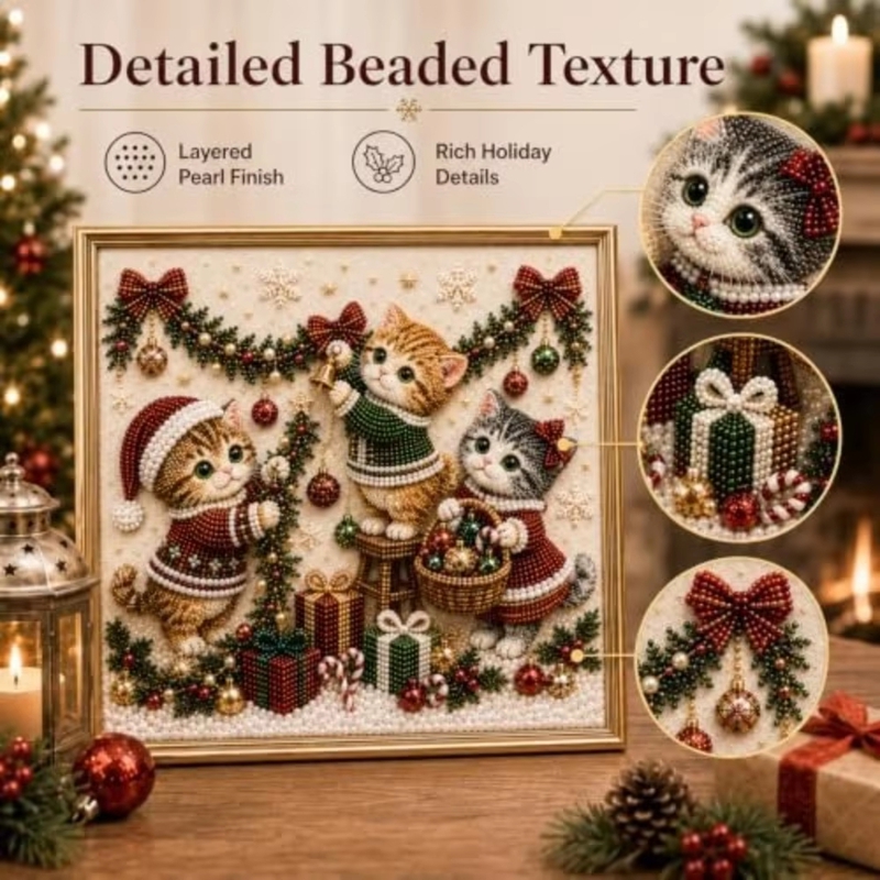 Kit de Arte de Gatito Navideño - Embroidery Xmas Tree reseña y precio