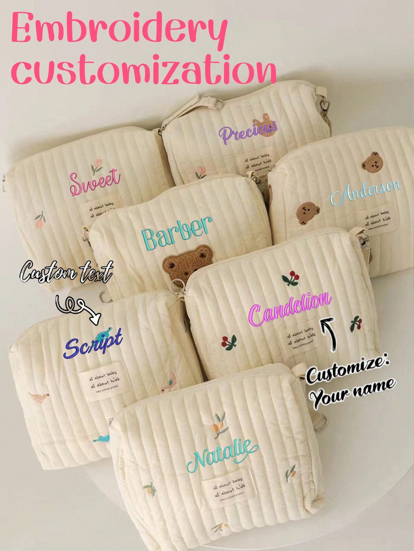Bolsa de pañales para bebé con - Embroidery Quilting reseña y precio